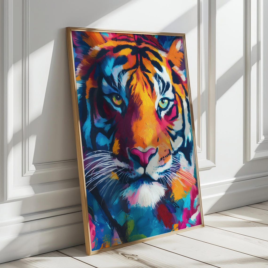 Tiger Face in Bright Colorful Abstract Paint Wildlife Poster - Image 4