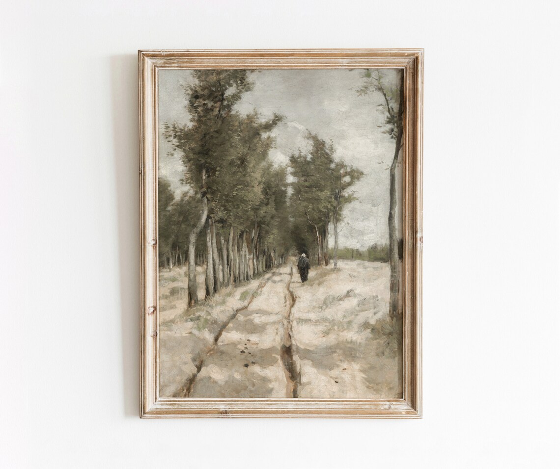 Tower Lane Vintage Landscape Painting, Tree-Lined Avenue