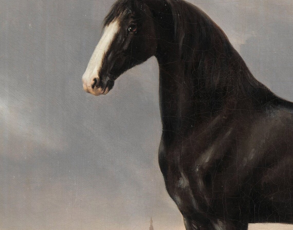 Black Horse Vintage Race Horse Art Print - Image 2