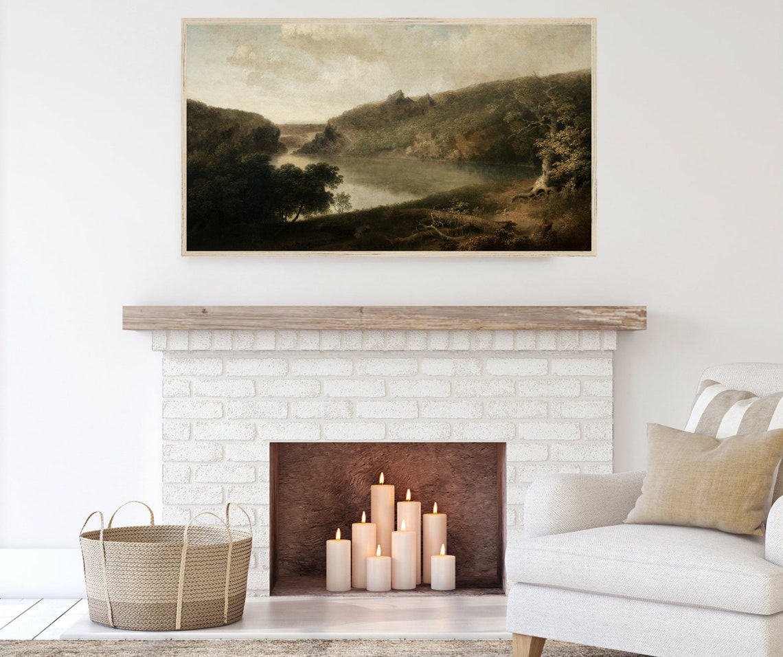 Antique Lake View Painting, Art Print - Image 3