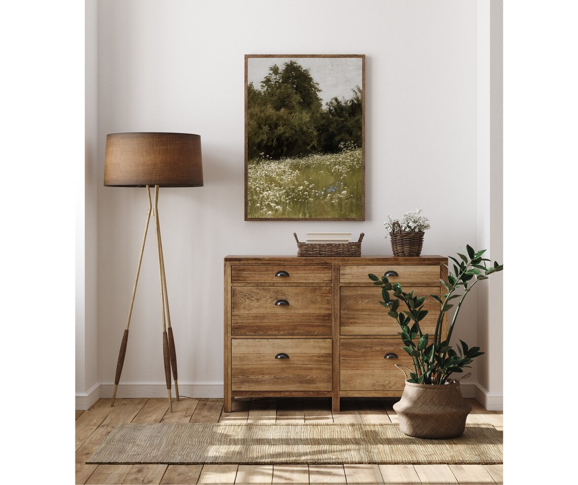Meadow Vintage Spring Landscape Art Print - Image 4