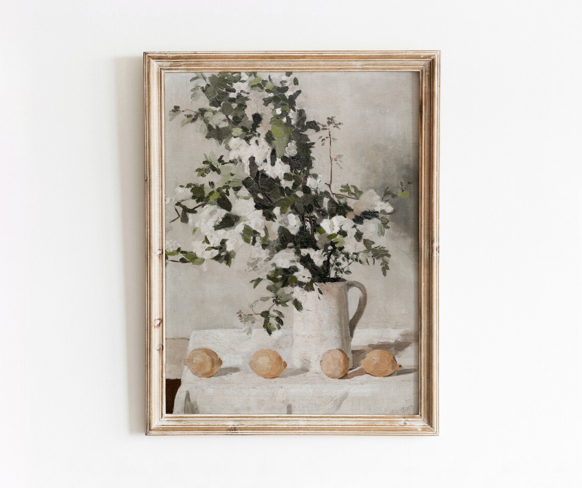 Flowers and Lemons Vintage Kitchen Art Print