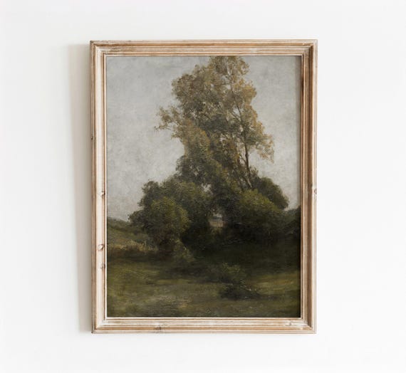 Touch Of Autumn Vintage Tree Landscape, Art Print