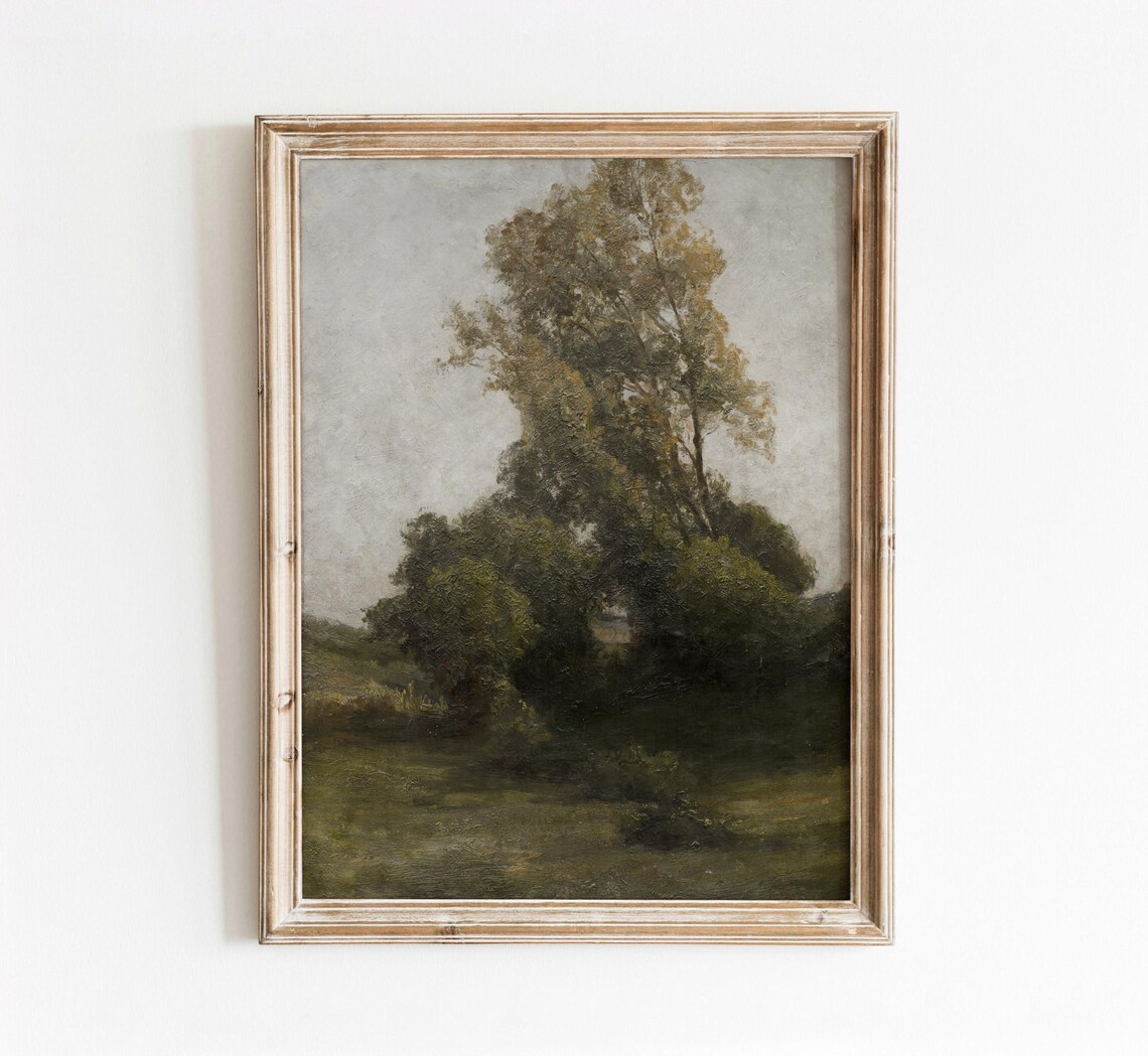 Touch Of Autumn Vintage Tree Landscape, Art Print