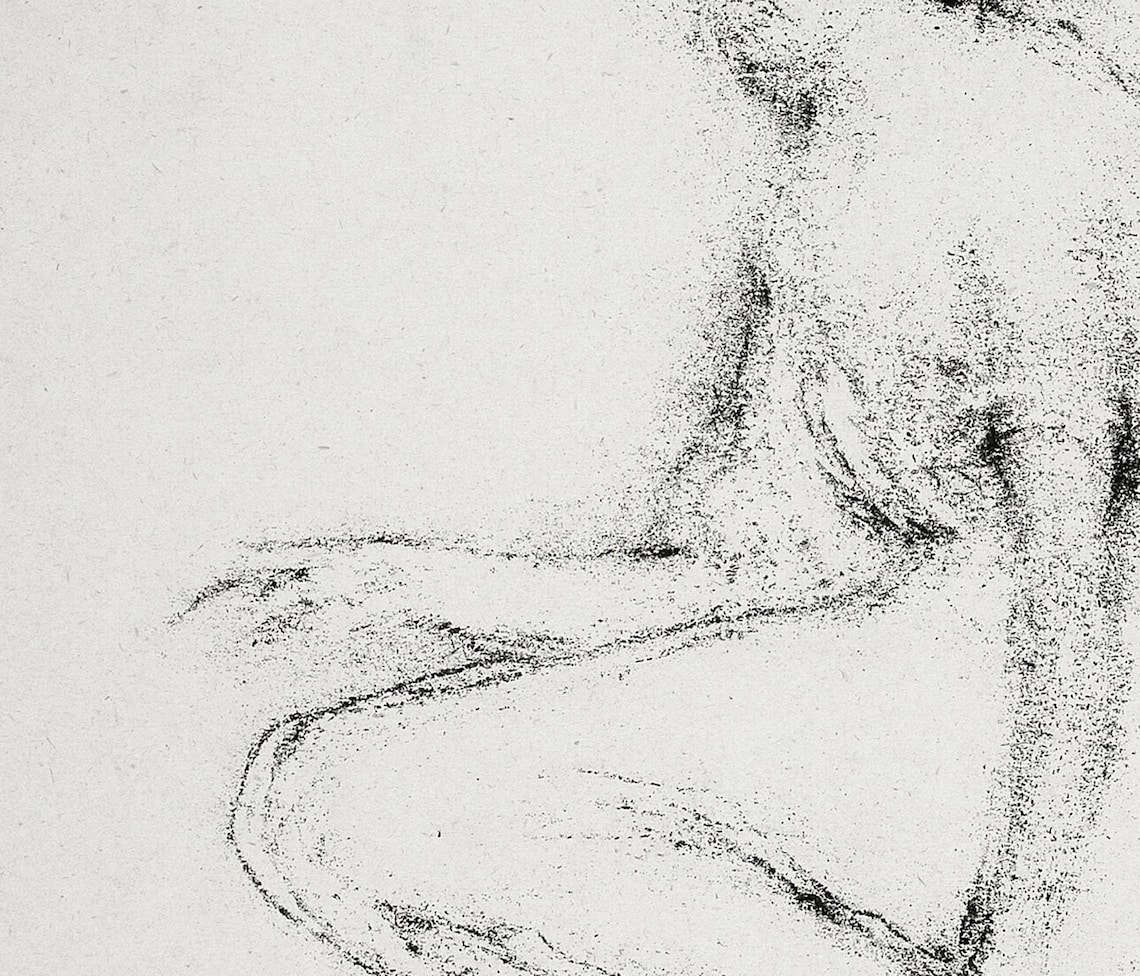 Seated Woman Sketch, Vintage Lithograph Art Print - Image 2