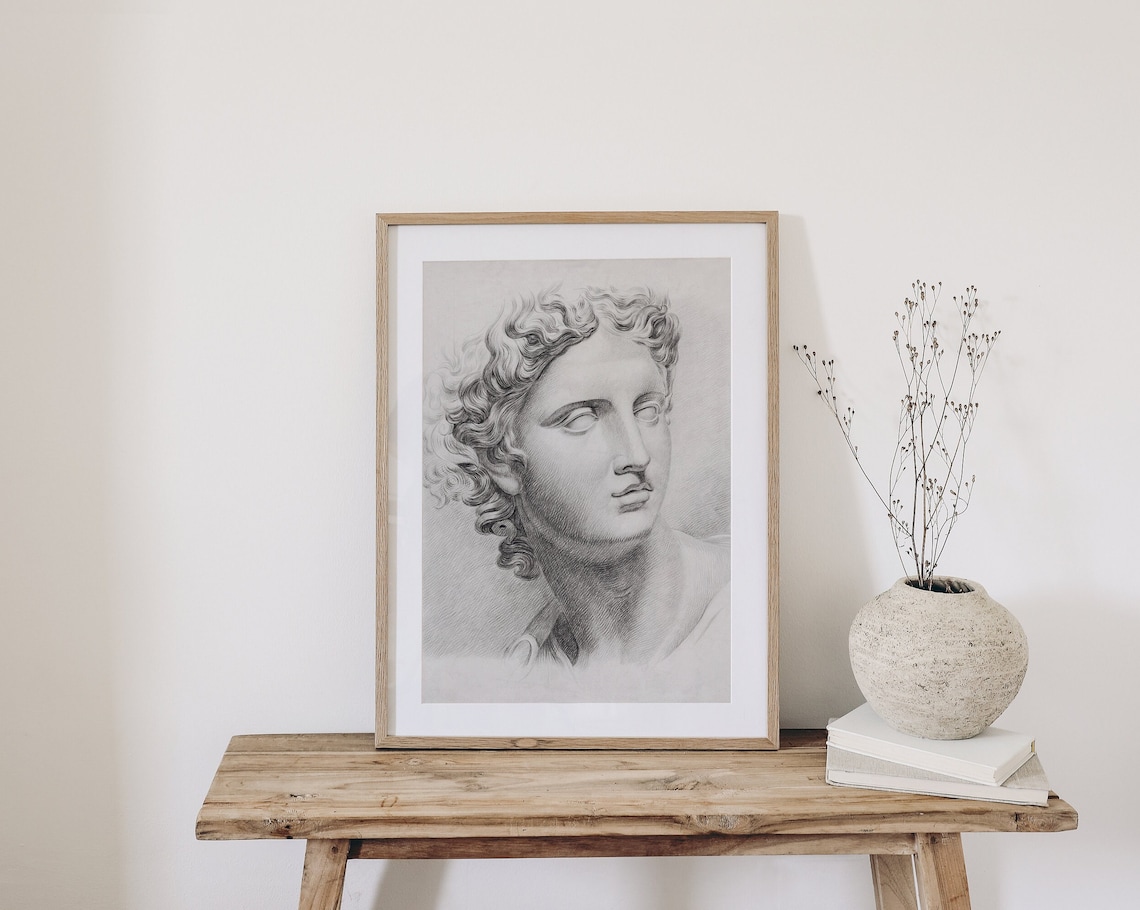 Bust Study, Vintage Marble Sculpture Sketch - Image 3
