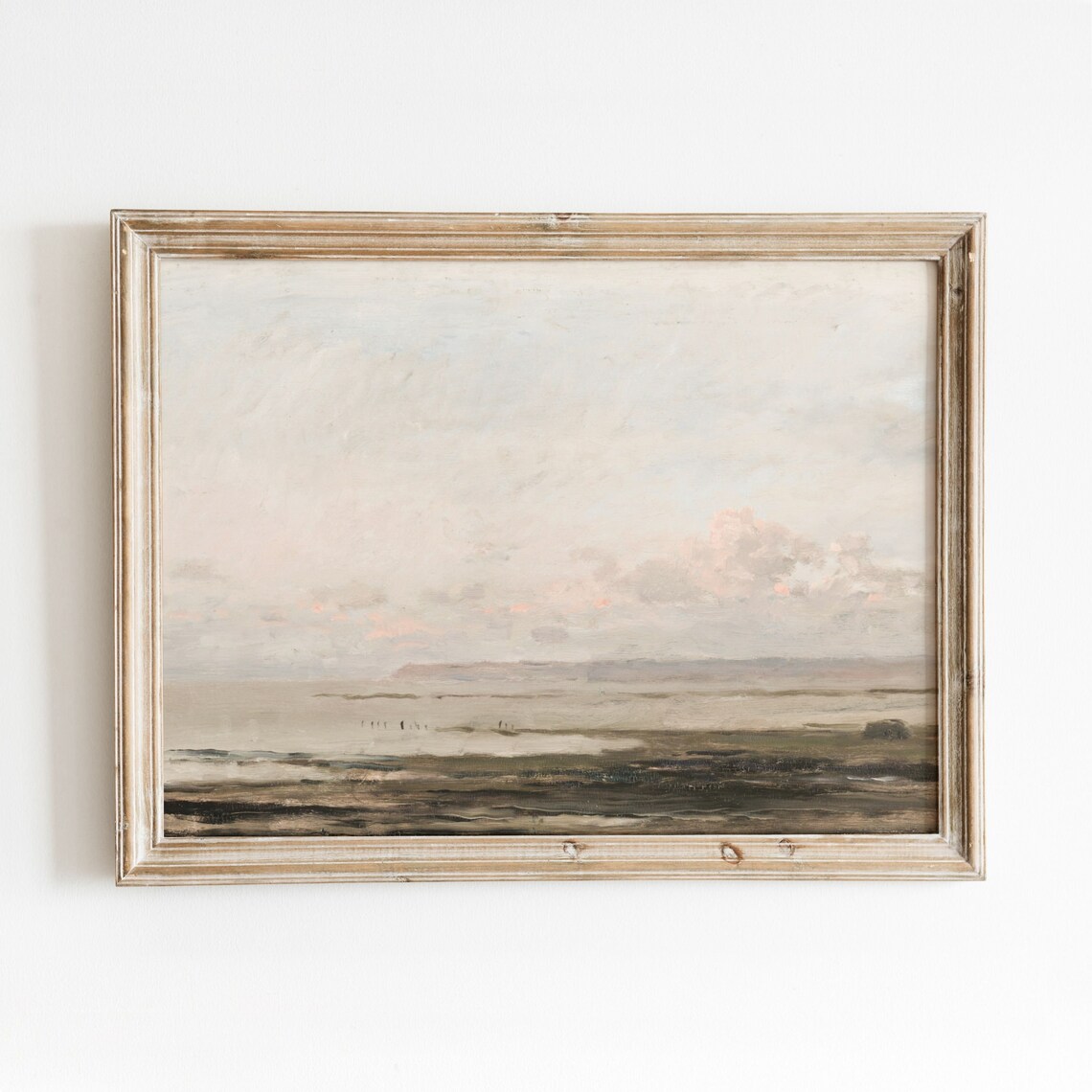 Hazy Beach Vintage Coastal Seascape Art Print
