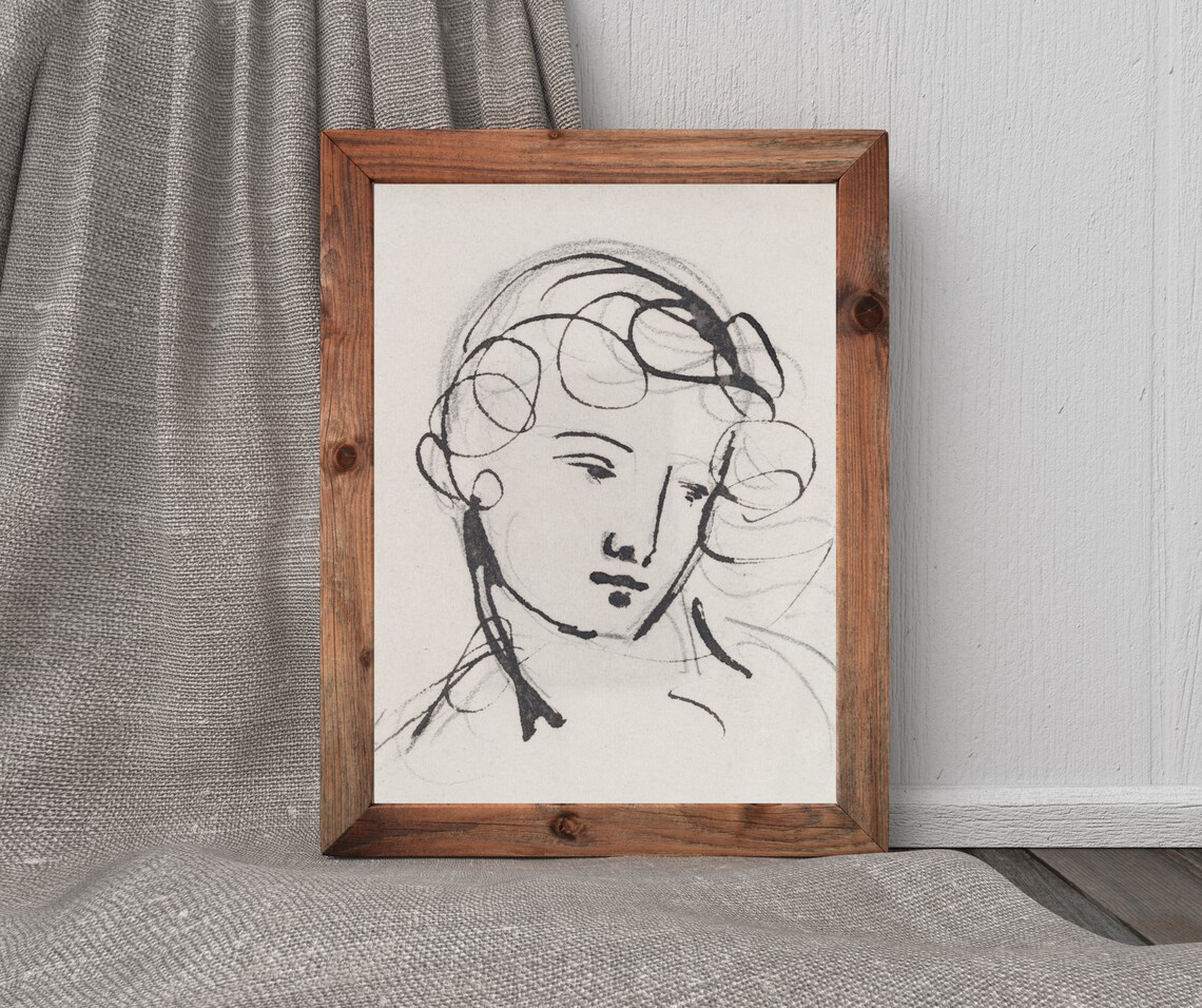 Vintage Visage Ink Portrait Sketch Art Print - Image 4
