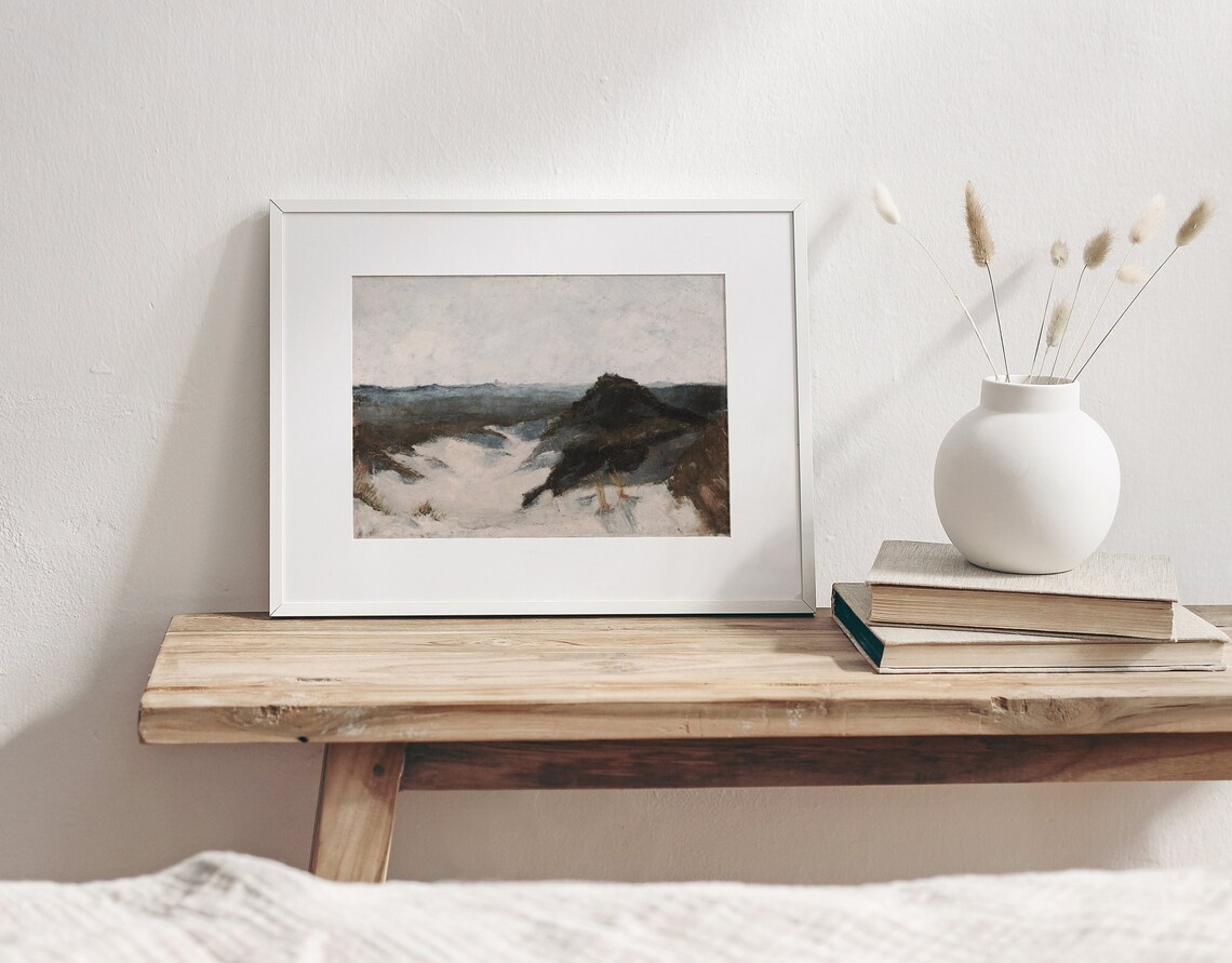 Shore View Vintage Moody Beachscape Art Print - Image 3