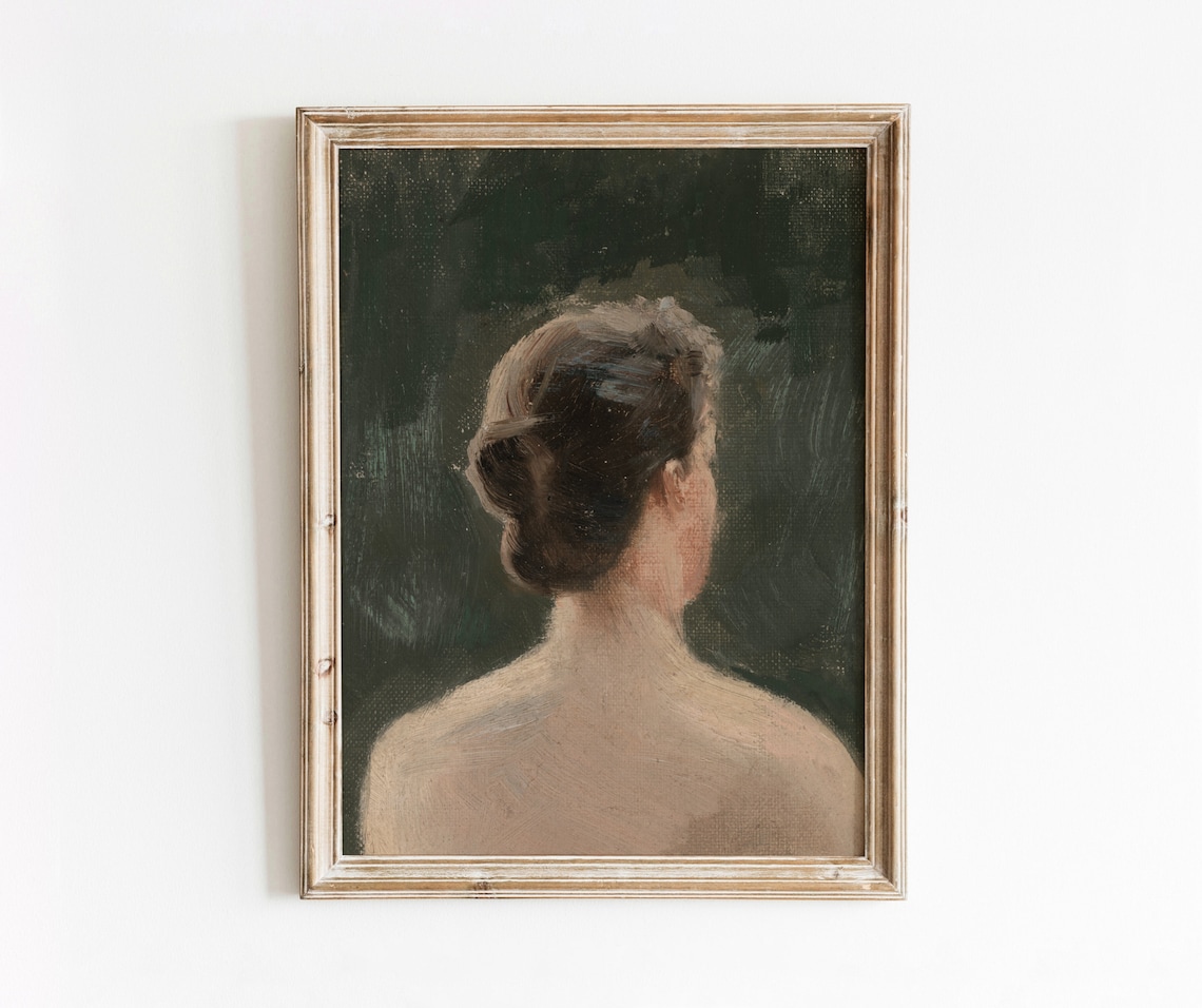 Back View Of A Woman Vintage Lady Portrait Art Print