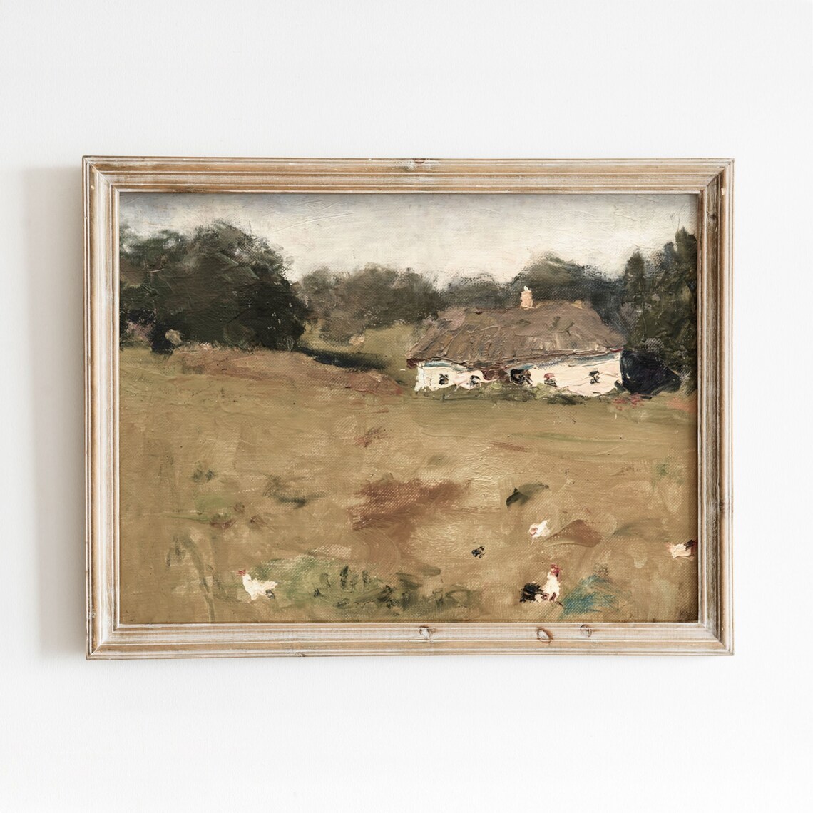 Cottage Roosters Vintage Rural Country Art Print