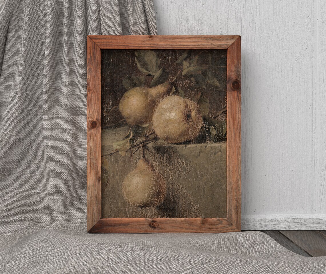 Rustic Pears Vintage Kitchen Decor Art Print - Image 4
