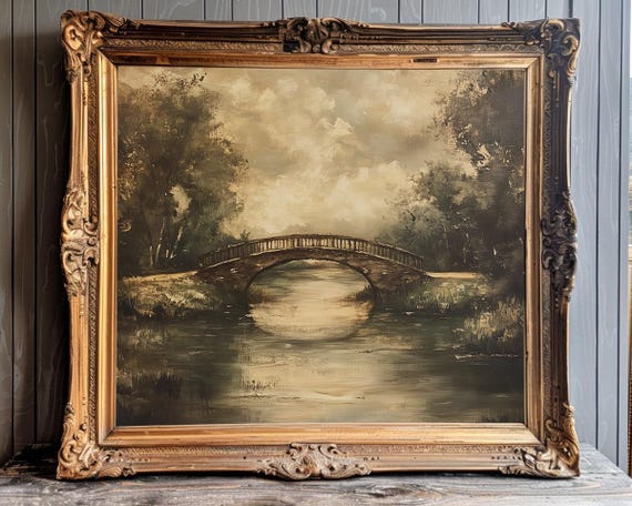 Vintage Bridge Cottagecore Wall Art Dark Academia Decor For Bathroom Wall Art Moody Art For Entryway Wall Decor Dark Cottagecore