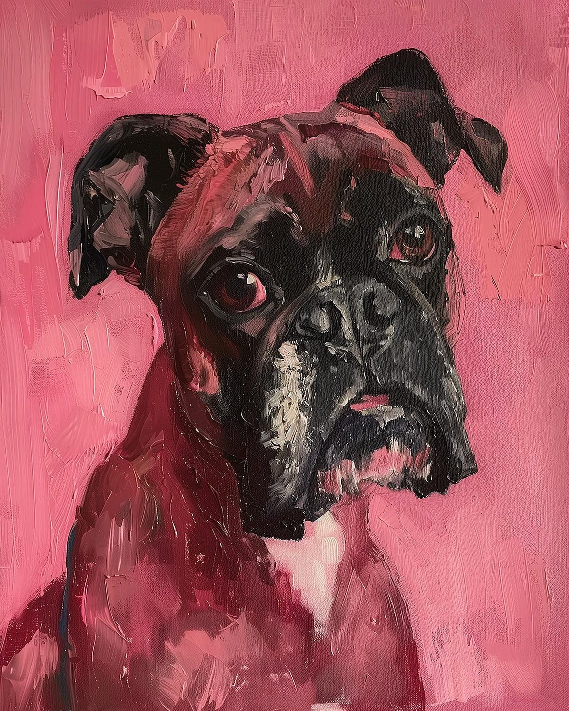 Expressive Boxer Dog Portrait On Pink Background Vintage Style Poster - Image 2