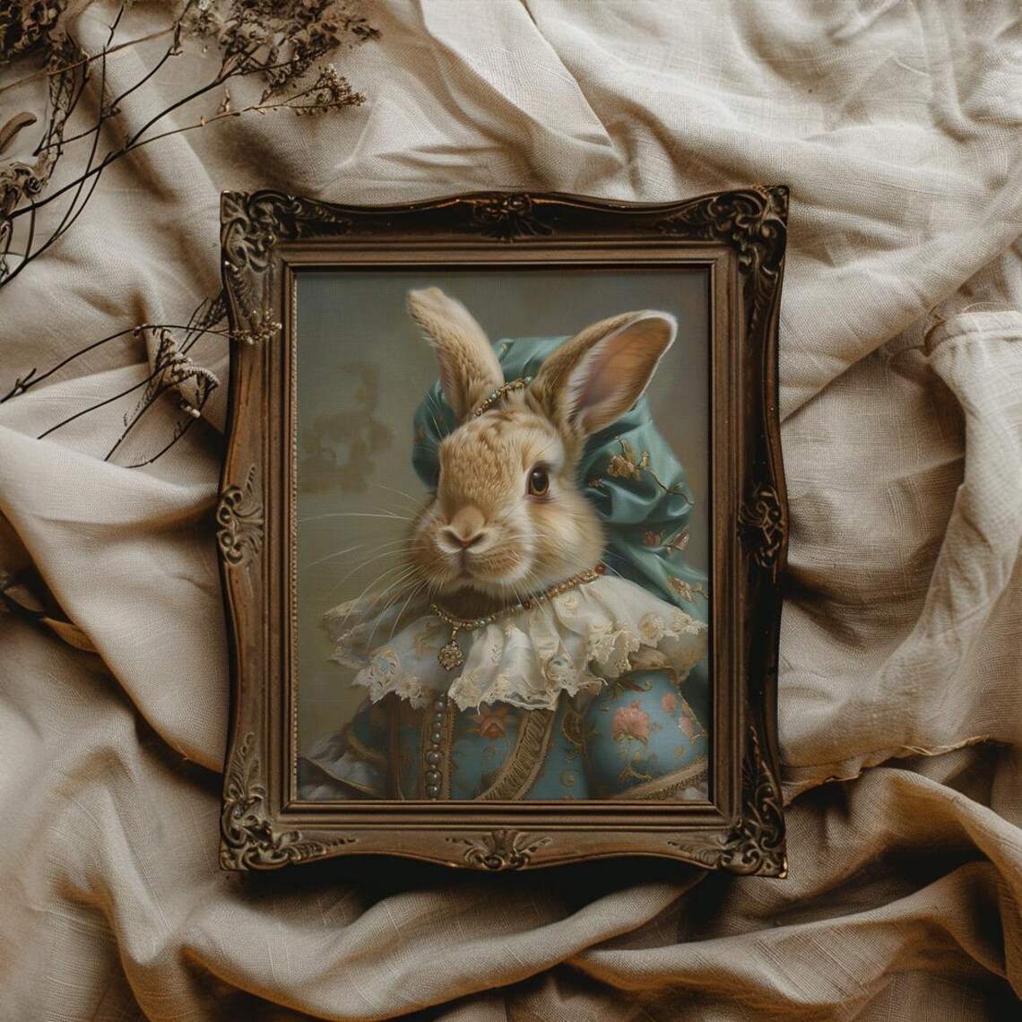 Funny Easter Bunny, Victorian Rabbit Decor - Image 2