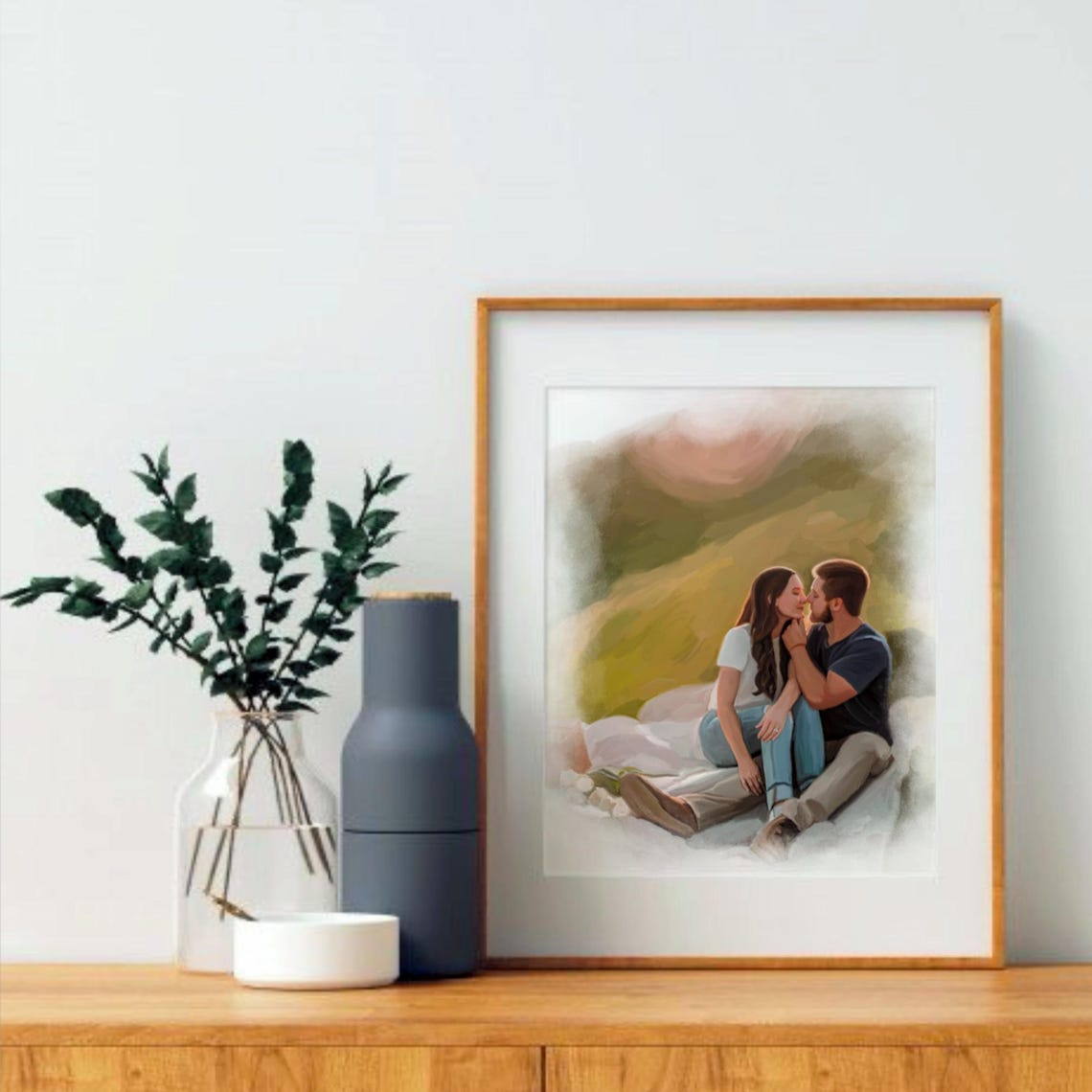 Framed Couple Kissing Under Ancient Oak Tree Watercolor Poster - Image 3