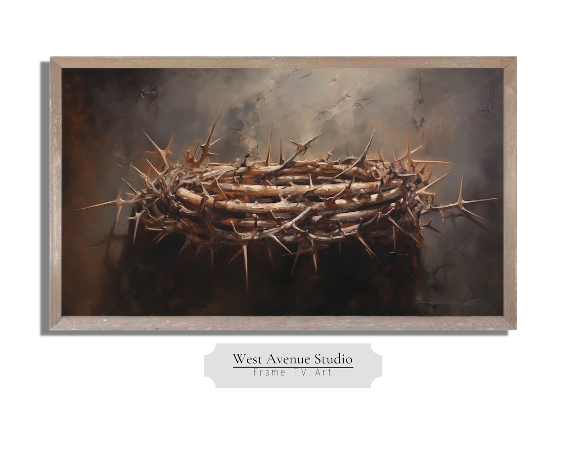 Crown of Thorns Easter Religious Oil Painting Christian Wall Art Poster - Image 3