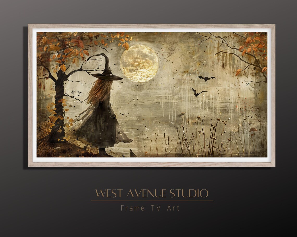 Creepy Halloween Witch Art Print, Farmhouse Decor - Image 2