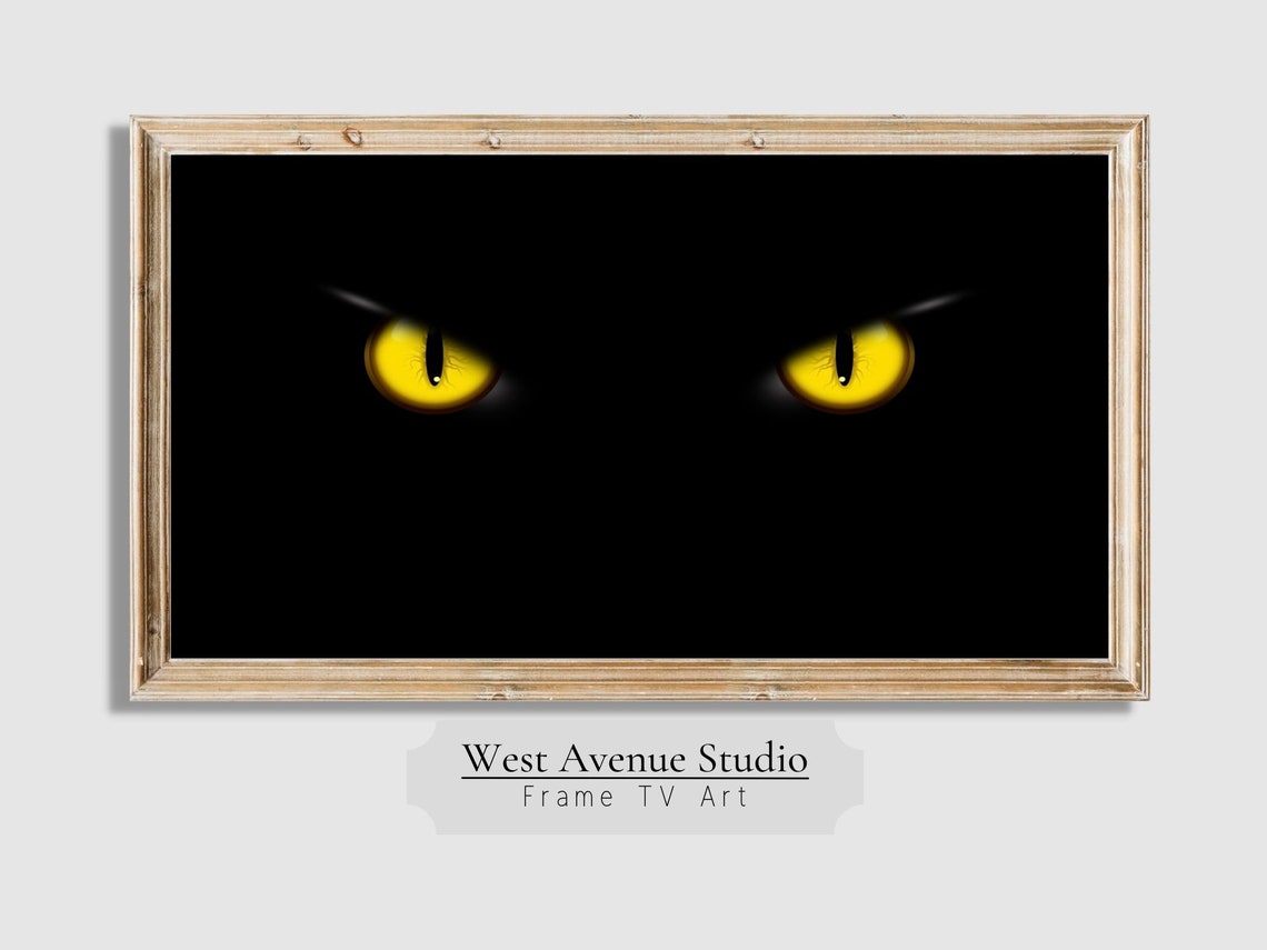 Black Cat Yellow Eyes Dark Spooky Halloween Night Feline Art Poster - Image 4