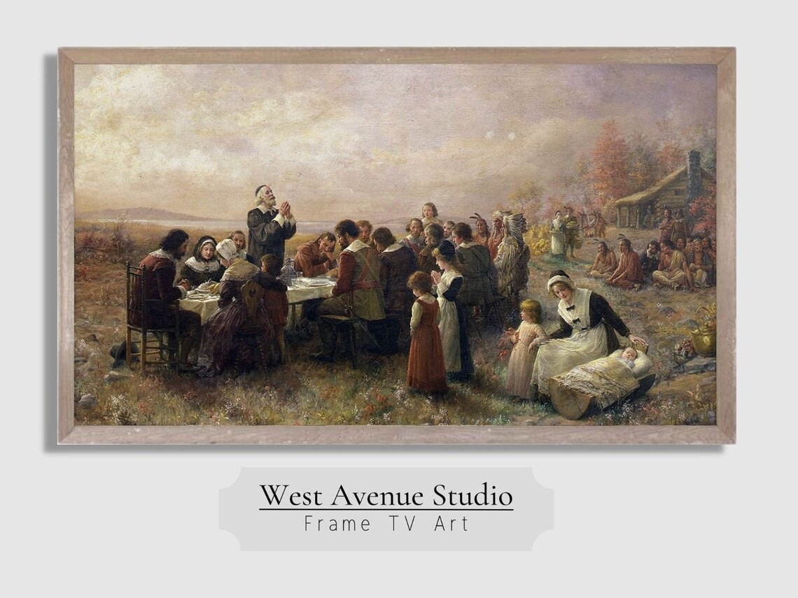 First Thanksgiving Vintage Religious Art Print