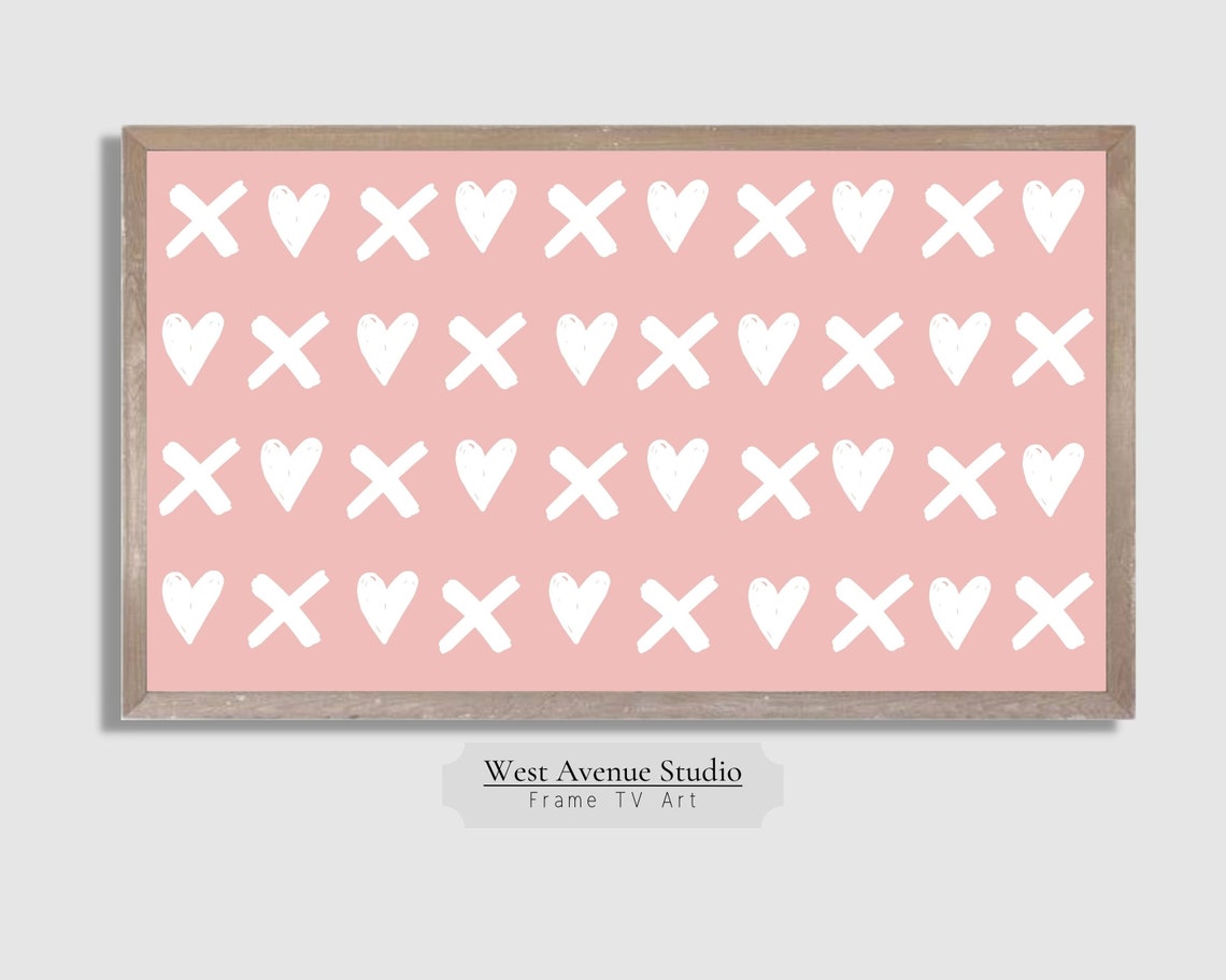 Pink XO Hugs Kisses Heart Pattern Cute Valentines Day Wall Art Poster