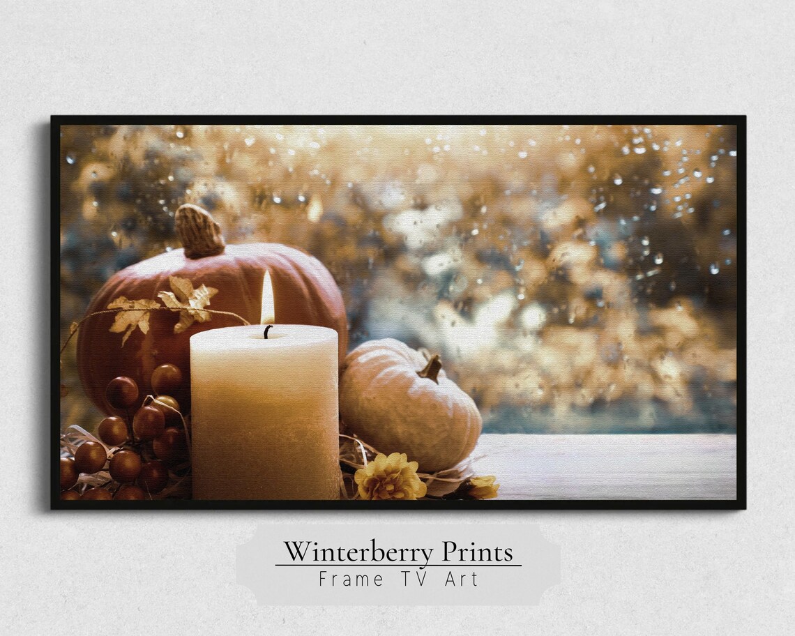 Fall TV Art Frame, Textured Autumn Pumpkin Decor - Image 5