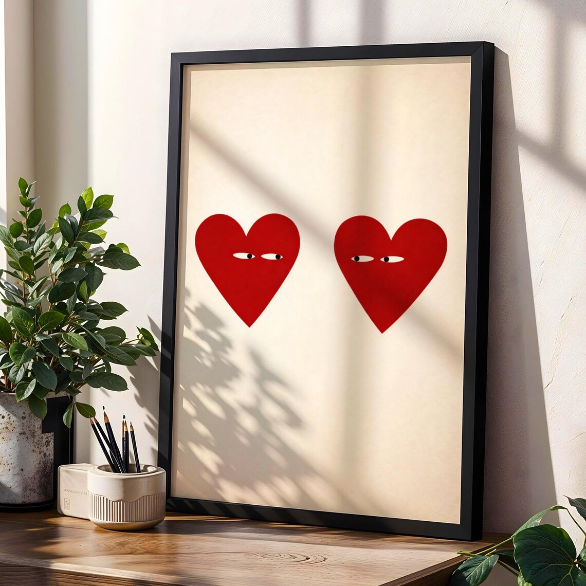 Two Hearts Minimal Love Art Print