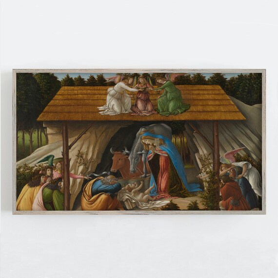 Mystical Nativity Botticelli Angels Renaissance Christmas Wall Art