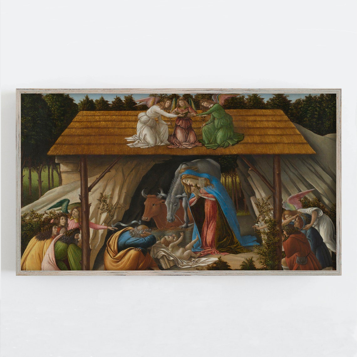Mystical Nativity Botticelli Angels Renaissance Christmas Wall Art