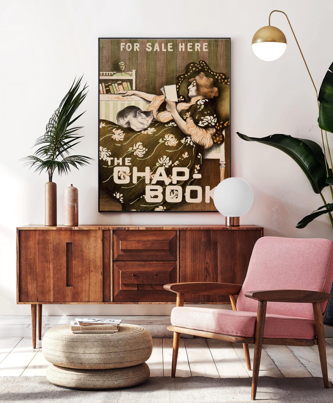 The Chap Book Vintage Ad Woman Reading with Cat Art Nouveau Poster - Image 5