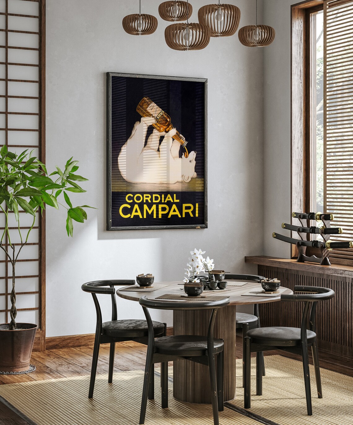 Cordial Campari Vintage Advertising Poster with Polar Bear Drinking from Bottle - Image 3
