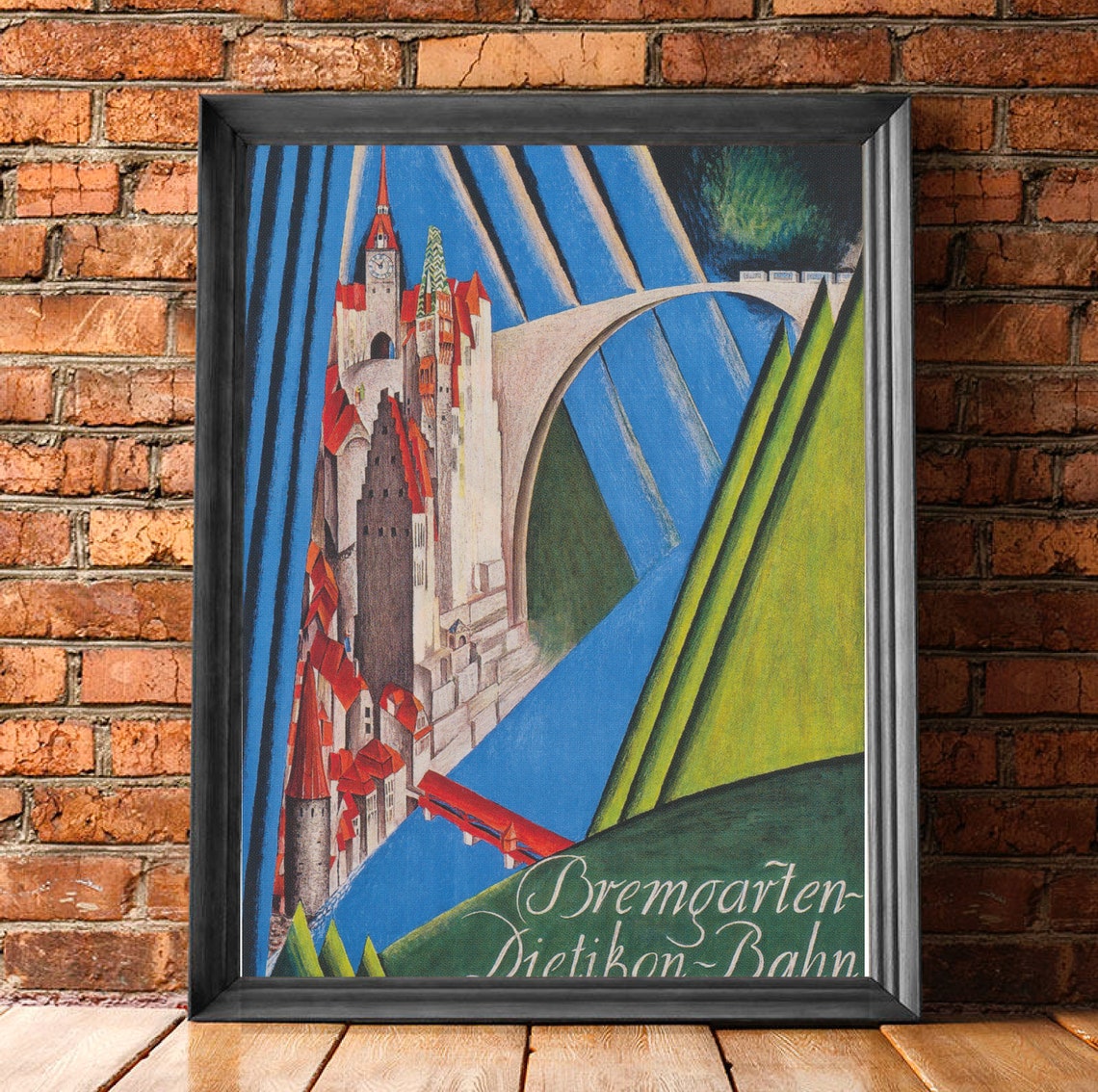 Bremgarten Dietikon Bahn Vintage Swiss Travel Castle Bridge Art Poster - Image 4