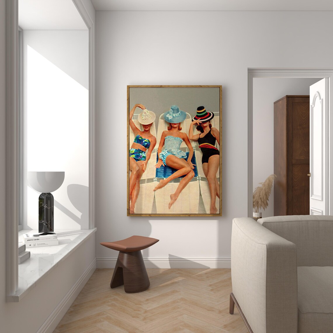 Women Sunbathing Vintage Wall Art, Retro Decor - Image 2