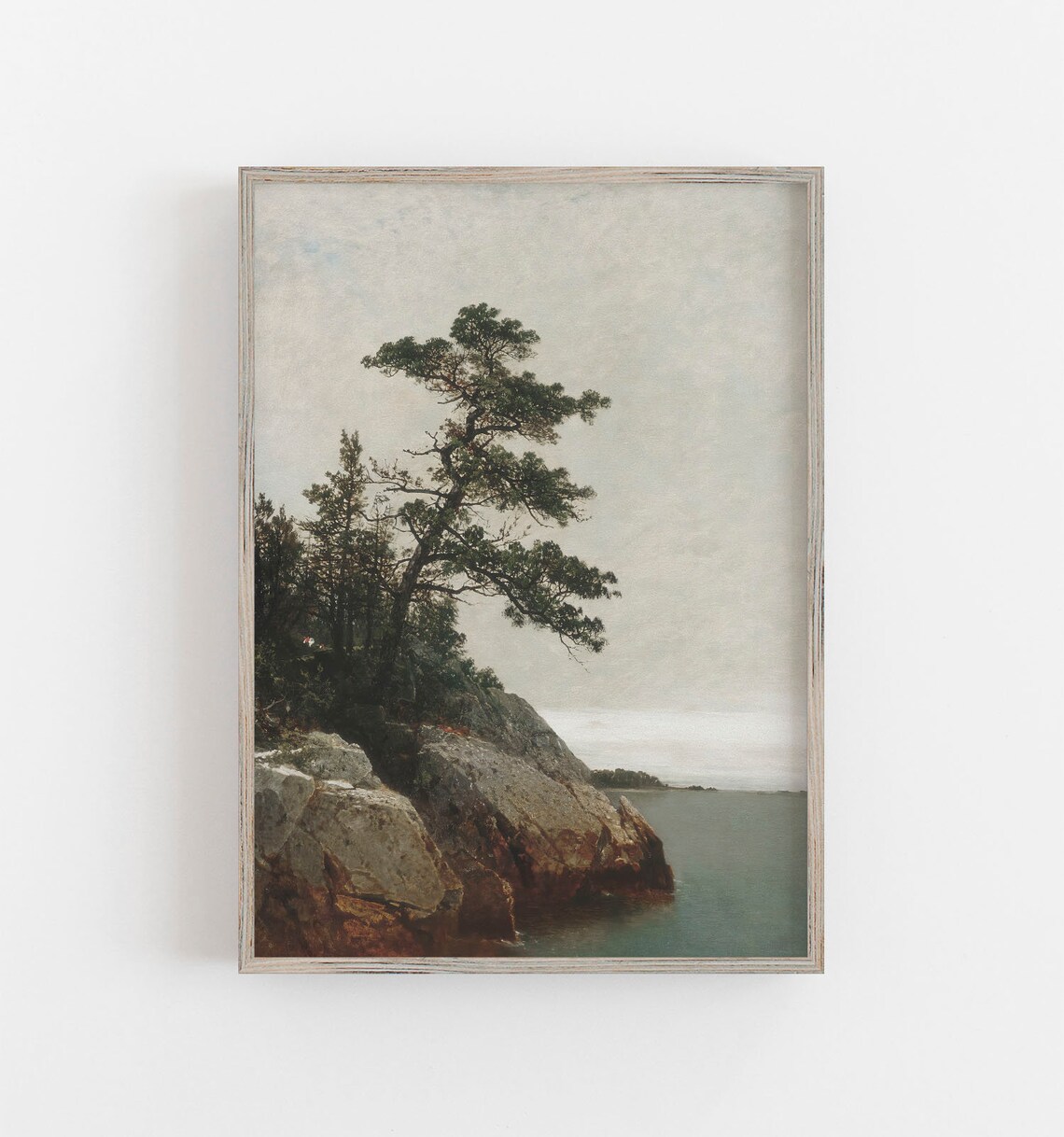 Vintage Pine Landscape Art Print, Rustic Decor
