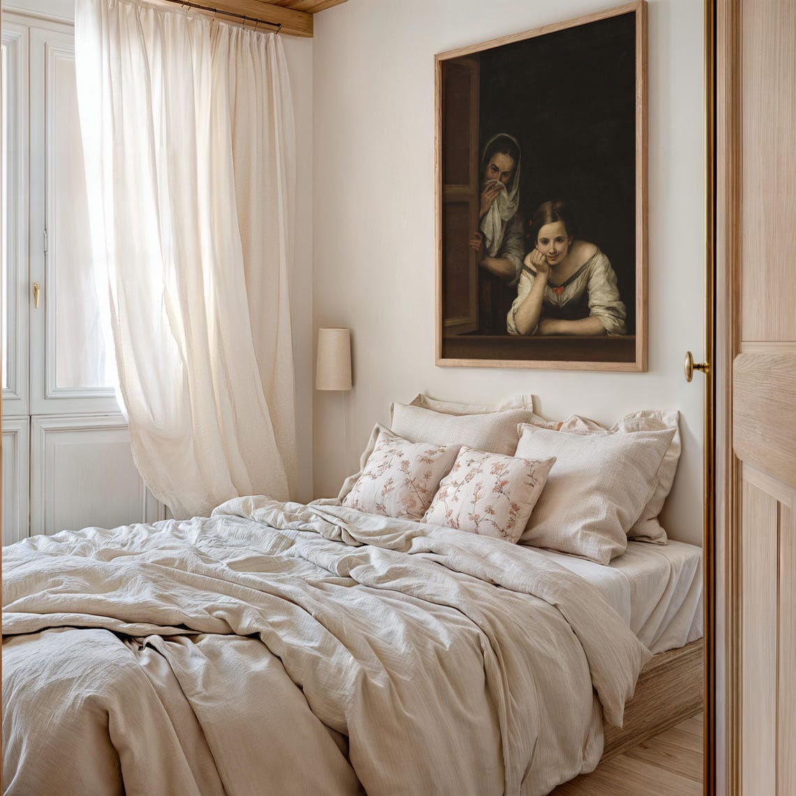 Murillo Two Women at a Window Classic Baroque Oil Painting Poster - Image 3