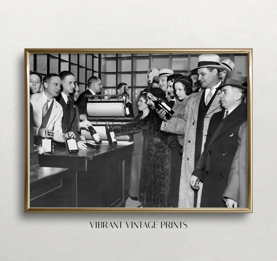 Vintage Black And White Photo Men Sharing Beer At Bar Counter Poster - Image 3