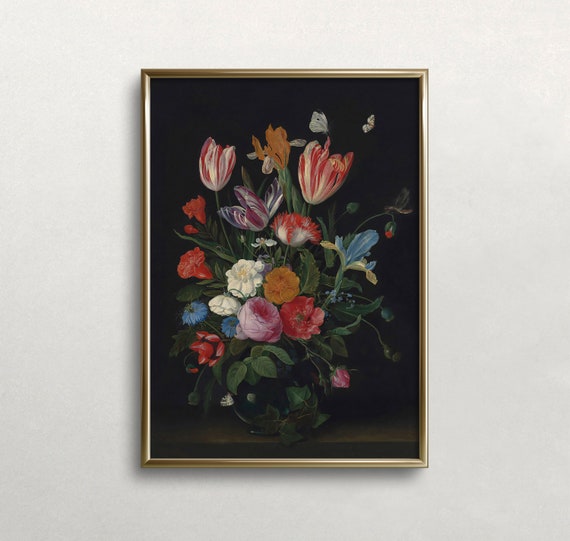 Moody Floral Vintage Wall Art, Dark Academia Print