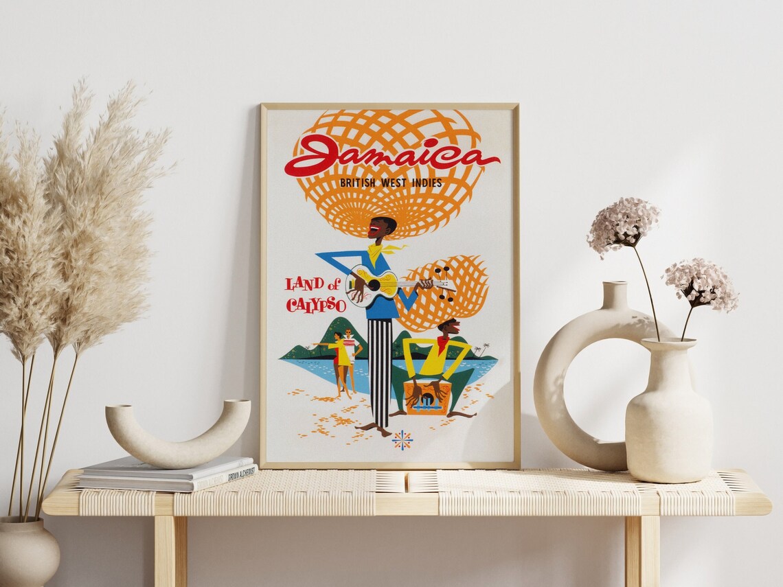 Jamaica Travel Poster, Vintage Retro Wall Decor
