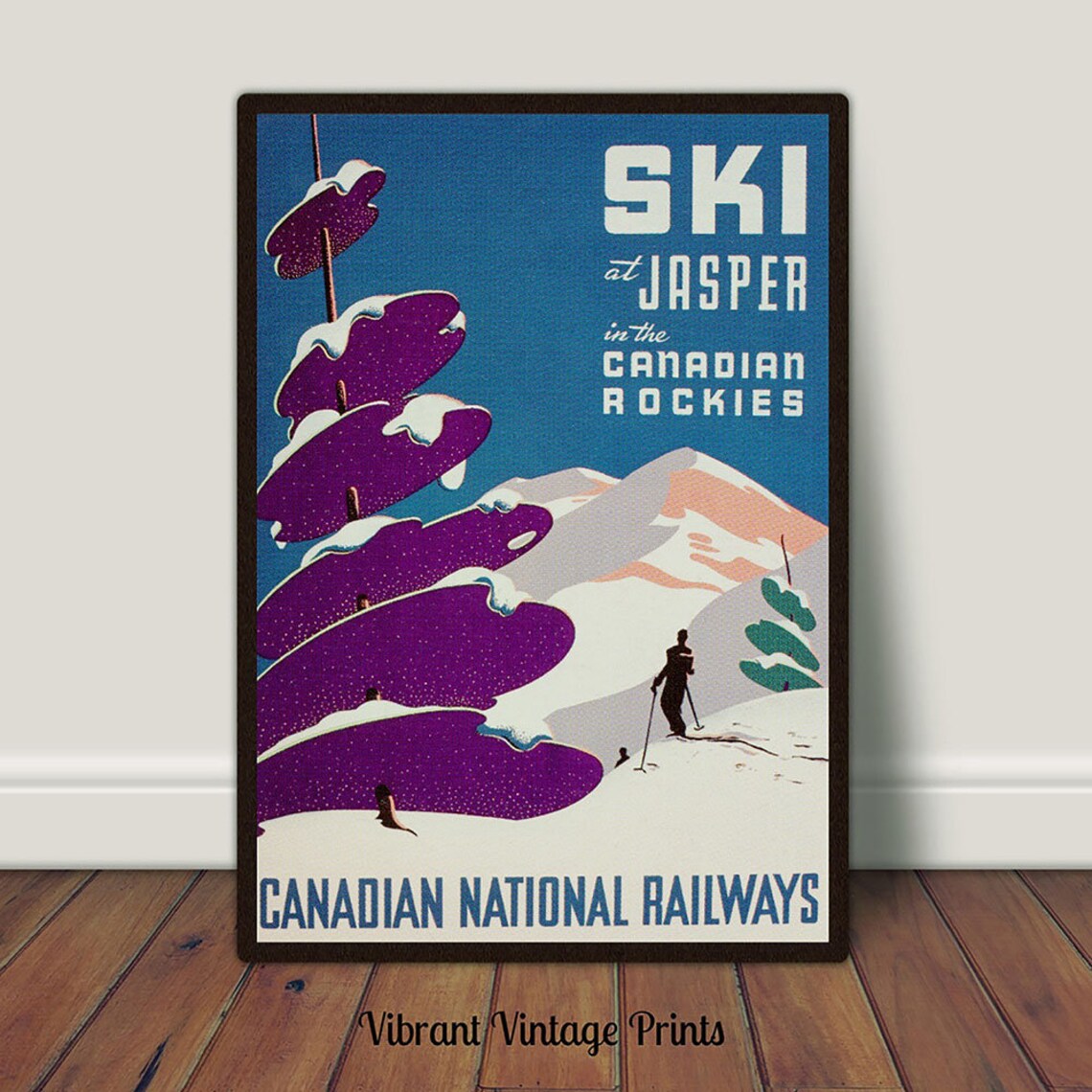 Canada Vintage Ski Poster, Canadian Rockies Art Print