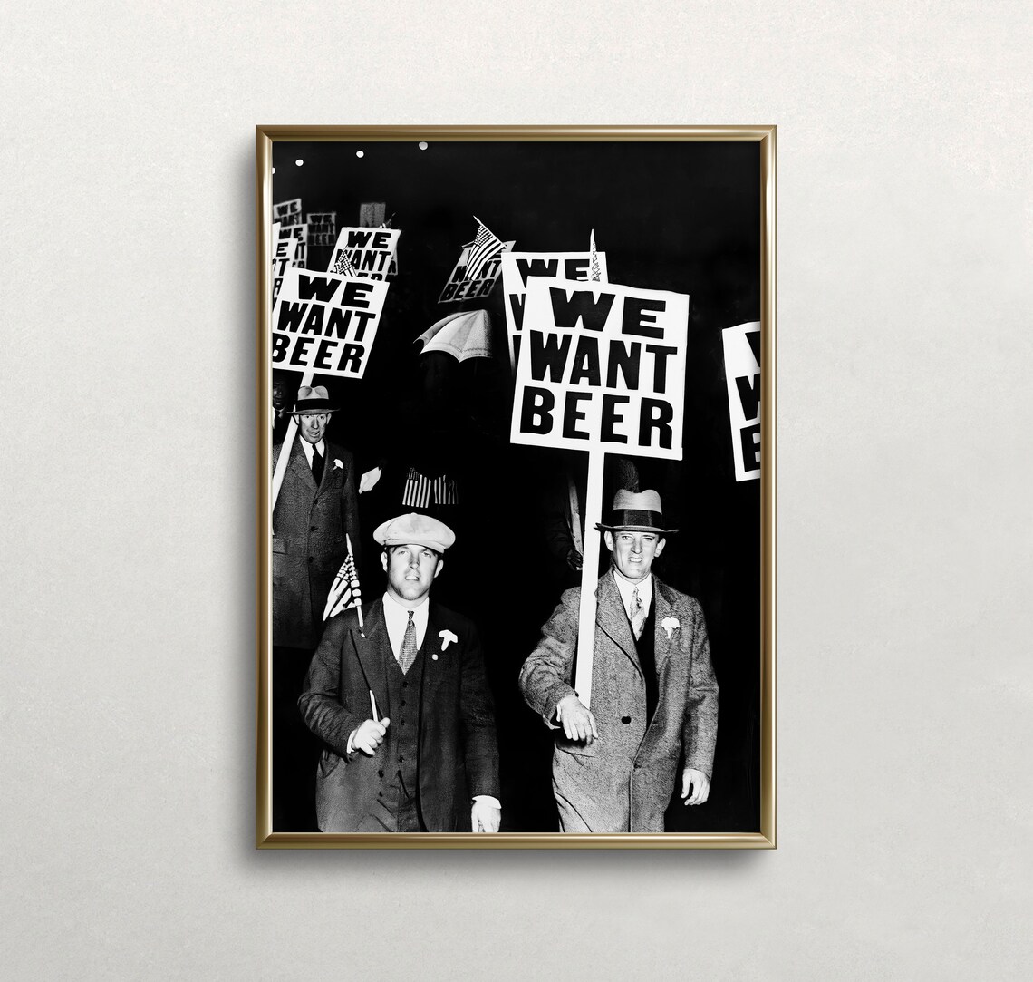 Prohibition Beer Protest Vintage Poster, Bar Decor