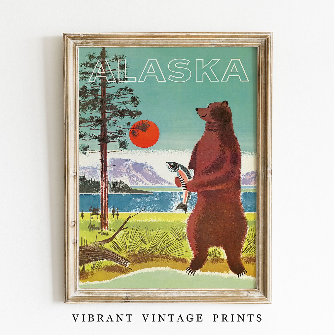 Alaska Bear Vintage Travel Poster, Alaska Wall Art - Image 2