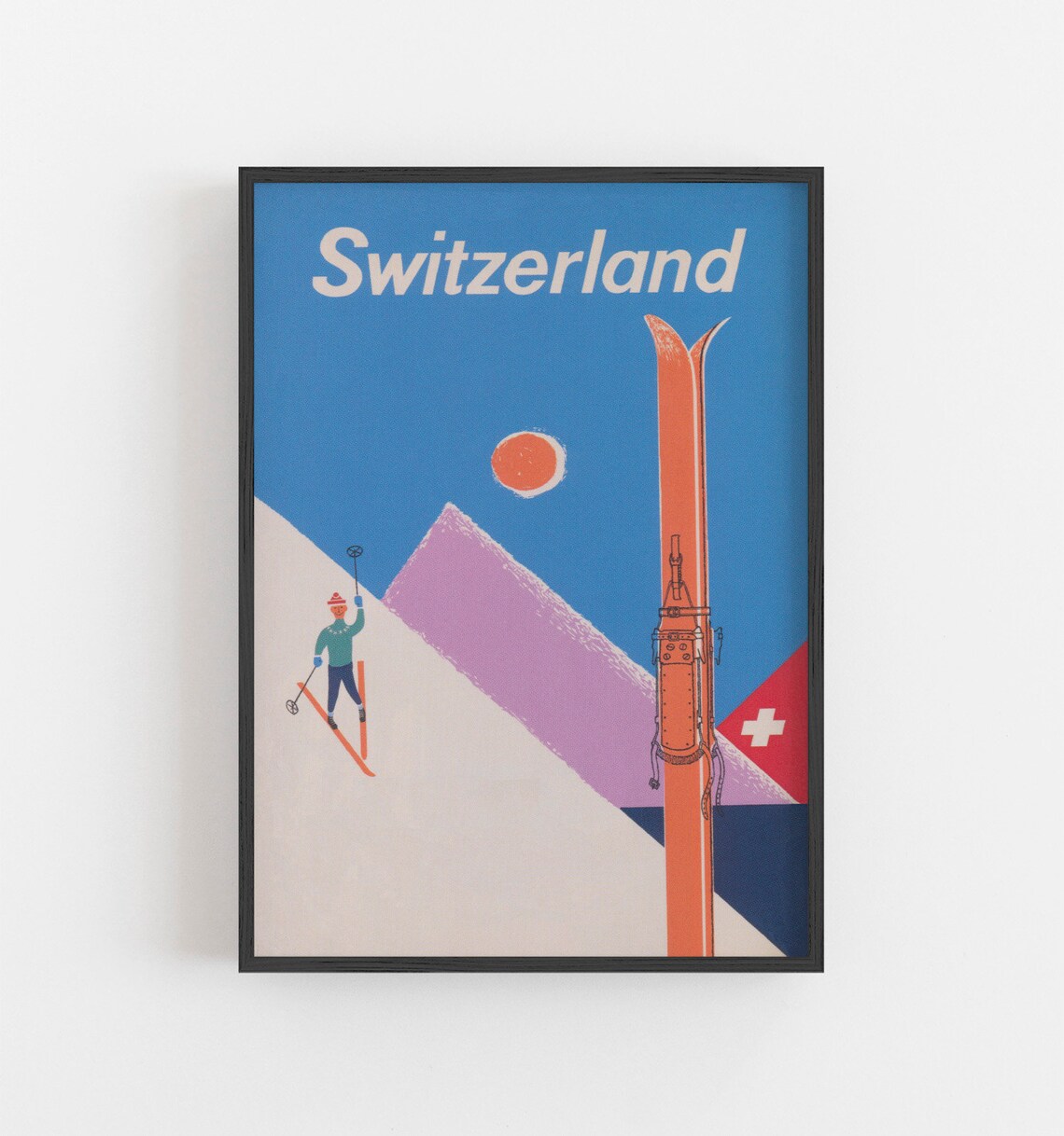 Switzerland Vintage Ski Poster, Winter Wall Art - Image 2