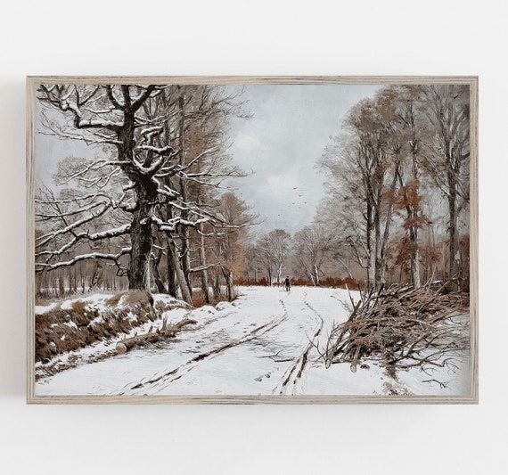 Winter Wall Art Vintage Wall Art Farmhouse Wall Decor Moody Landscape Antique Wall Decor Wall Art 129