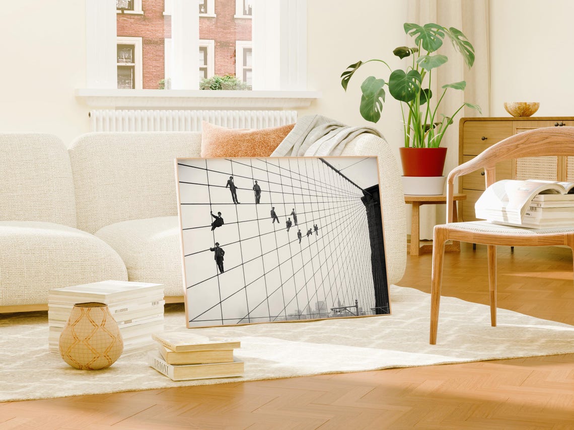 Brooklyn Bridge Painters Vintage Black And White New York City Poster - Image 3