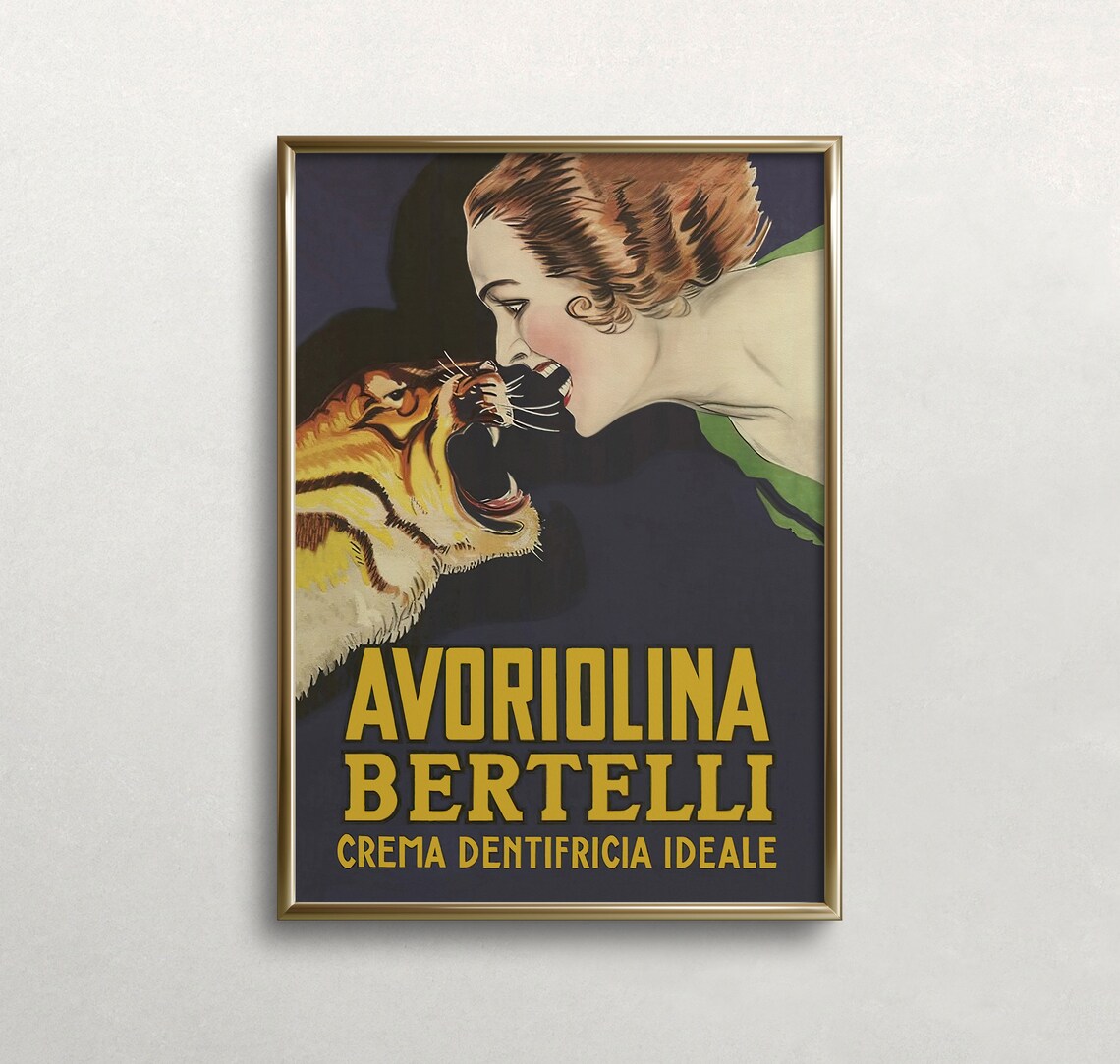 Tiger and Woman Vintage Poster, Old Advert Style