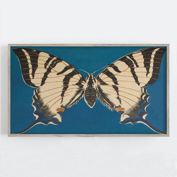 Butterfly Frame Tv Art Butterfly Wall Art Vintage Wall Art Dark Moody Colors Antique Wall Decor Frame Tv Art