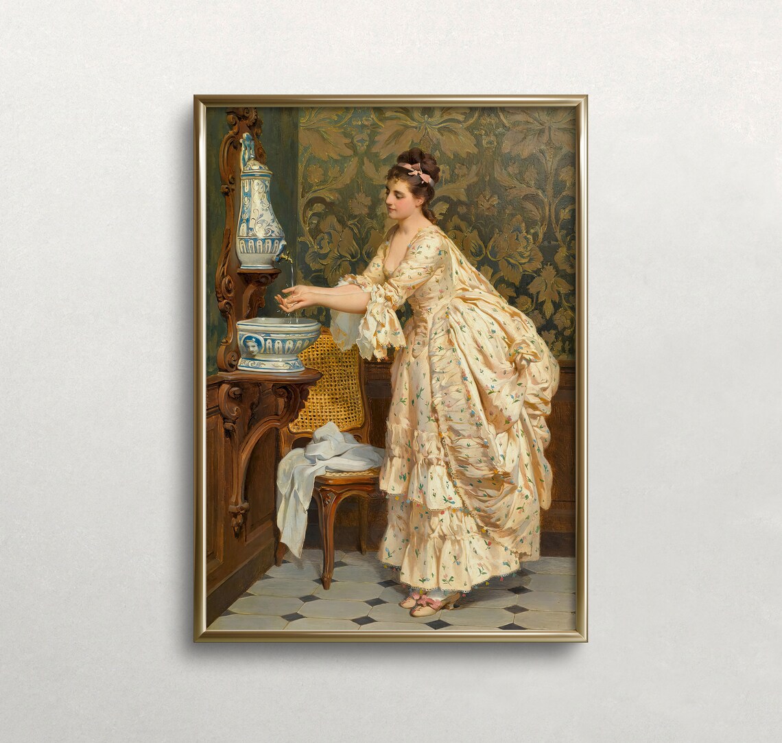 Vintage Woman Portrait Art Print, Bathroom Decor
