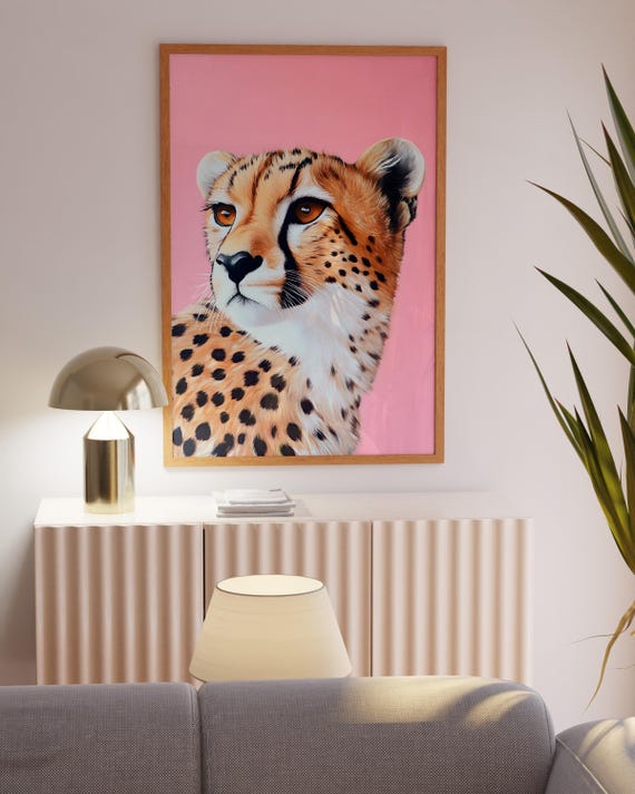 Cheetah Wall Art Pink Wall Art Leopard Wall Art Colorful Wall Art Safari Animal Art Wall Art 598