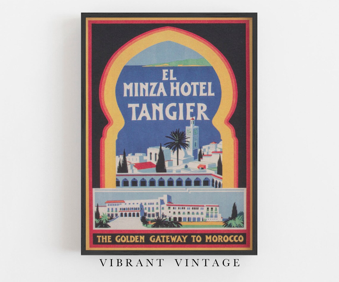 Tangier Morocco Hotel El Minzah Vintage Travel Poster