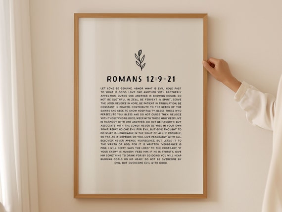 Romans 12:9-21 Bible Verse, Christian Living Art Print